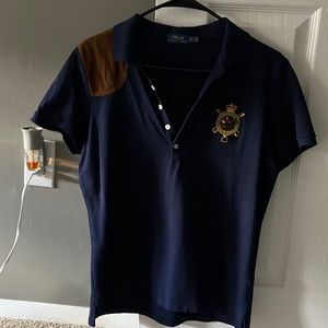 Ralph Lauren polo shirt with suede patch and embroidery! ✨